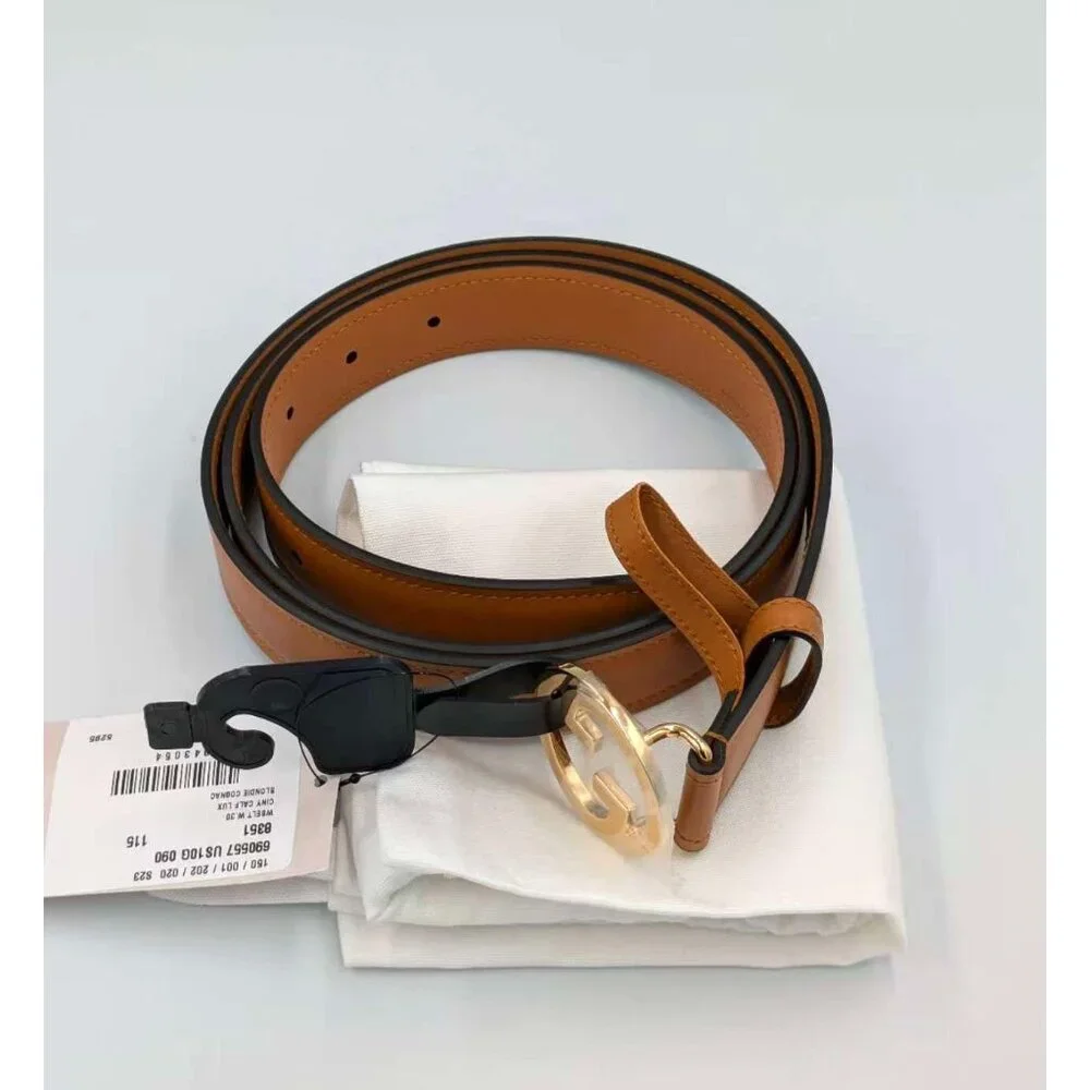 Gucci Women’s Ciny Lux Calfskin W30mm Belt Blondie Cognac 115cm 690557